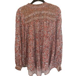 Hailey and Co Womens Floral Smocked Long Sleeve Oversized Shirt S Cottagecore